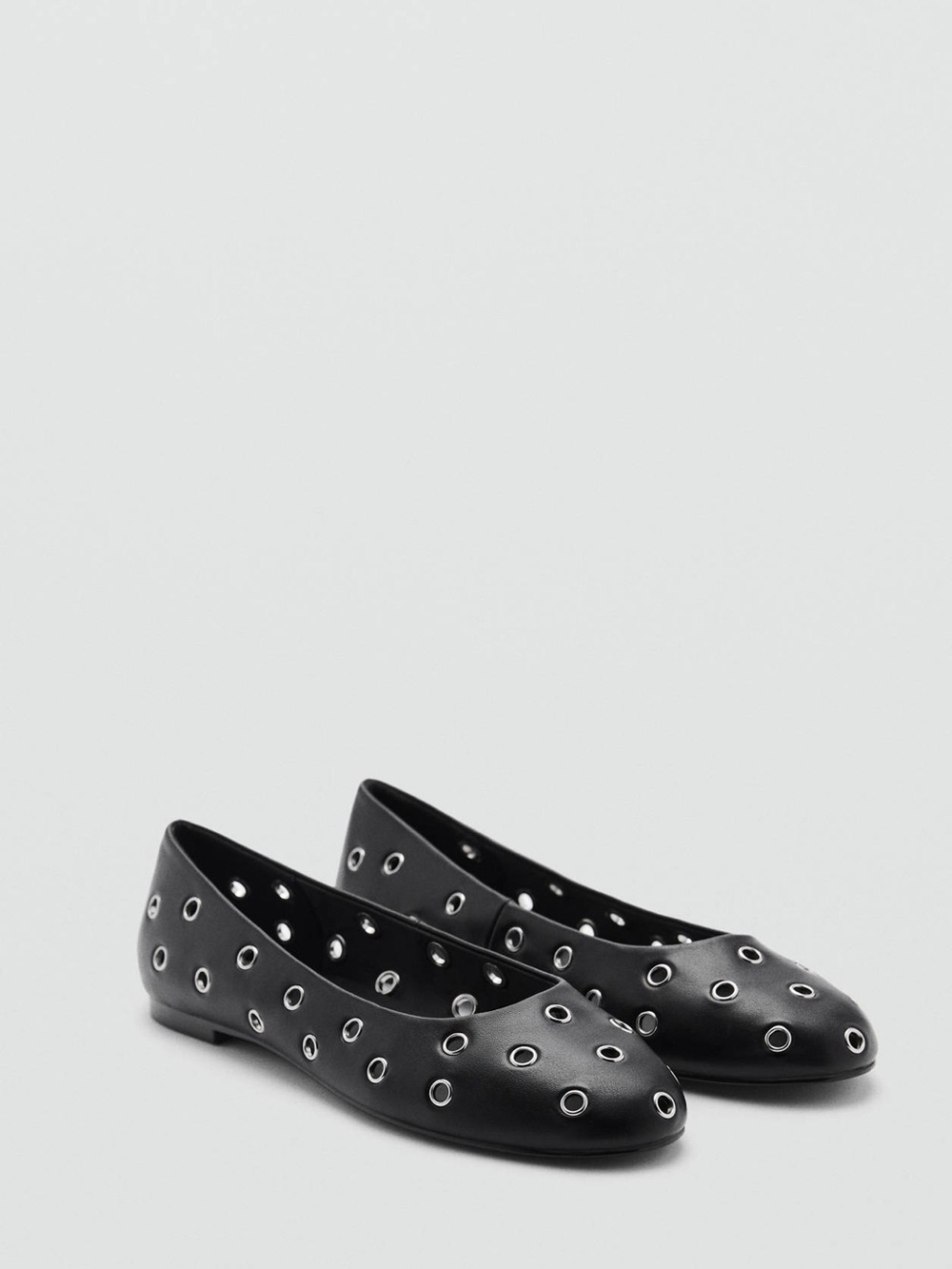 Mango Die-Cut Eyelet Ballerina Ballet Flats – Black US 6 EURO 36 New NWT